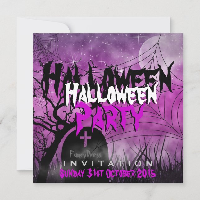 Convites Lua de Halloween+Aranha Pink+Black Invation (Frente)