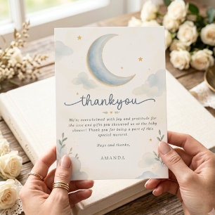 Convites Lua e Estrelas Acima da Lua Baby Shower Obrigada