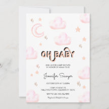 Lua e Estrelas | Chuveiro de Bebê Aquarela Moderna