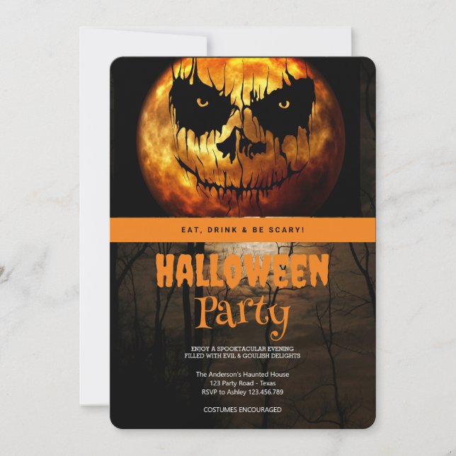 Convites Lua Escura Gótica do Festa das Bruxas (Frente)