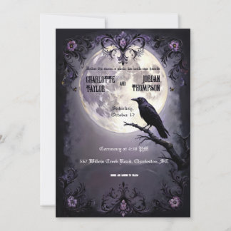 Convites Lua Gótica e Casamentos de Raven Estilo Escuro