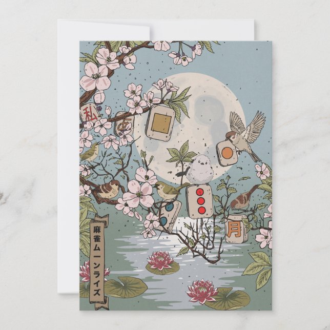 Convites Lua Nascente Mahjong (Frente)