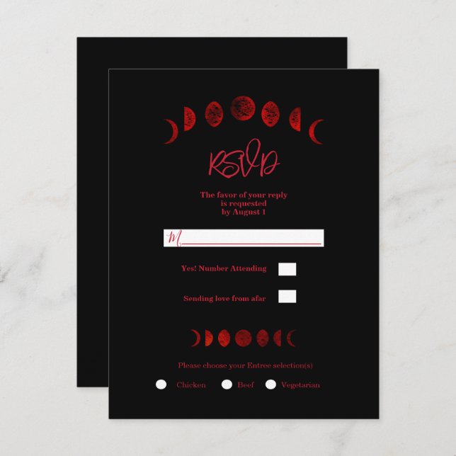 Convites Lua Negra Negra Negra Negra Nascê Nascível Gótico  (Frente/Verso)