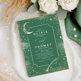 Convites Lua Stars Celestial Night Sage Casamento Verde