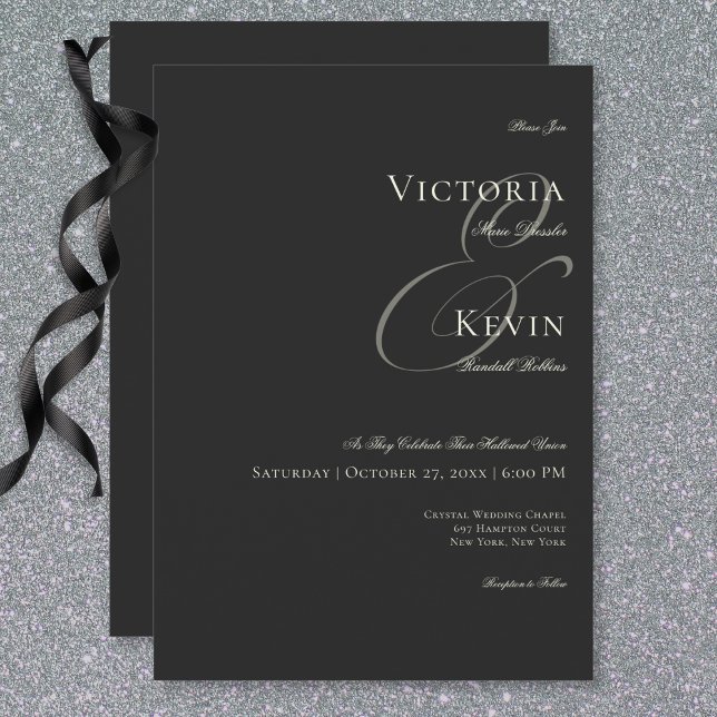 Convites Lua Vitoriana Escura e Casamento Sol (Dark Moody Victorian Moon & Sun Wedding Invitation)