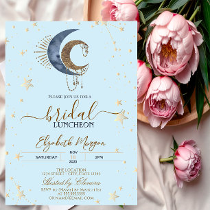 Convites Luas Celestiais, Estrelas Azul Claro Bridal Lunche