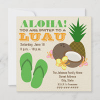 Luau Aloha - Chinelos de abacaxi Coconut Hibiscus