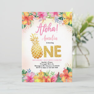 Convites Luau Birthday Invitation Girl First Birthday Invit