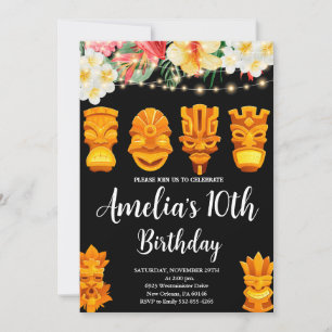 Convites Luau Birthday, Tiki Mask Party, Aloha, Tropical