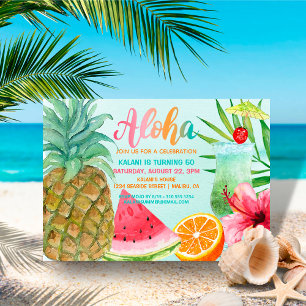 Convites Luau de Aniversário de Verão do Abacaxi Tropical A