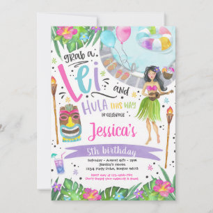 Convites Luau de Aniversário na Piscina de Abacaxi Tropical