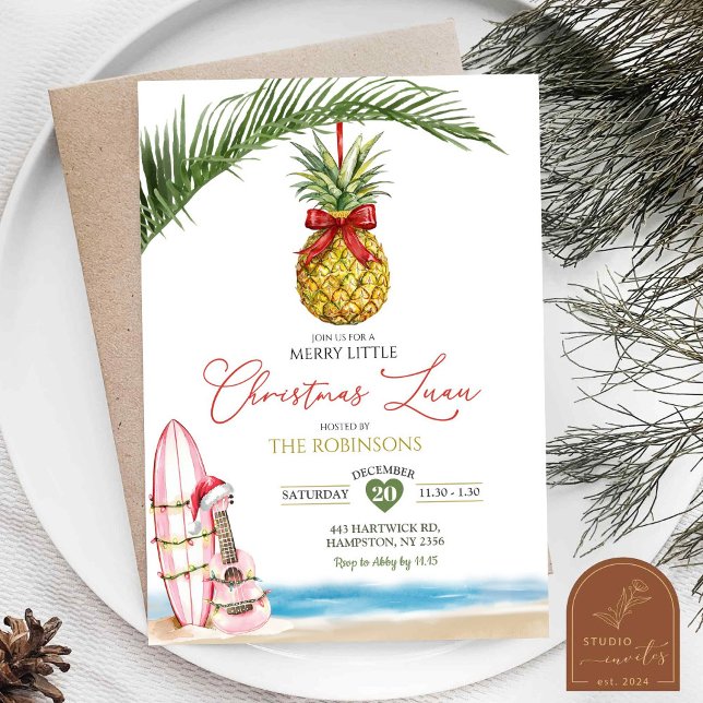 Convites Luau de Natal Tropical Havaiano Alegre (Criador carregado)