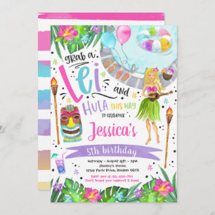 Convites Luau Festa de aniversário Partido Piscina do Abaca