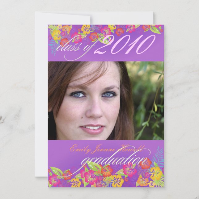 Convites Luau/ Festa de formatura de flores tropicais (Frente)