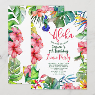 Convites Luau Floral Tropical Havaiana
