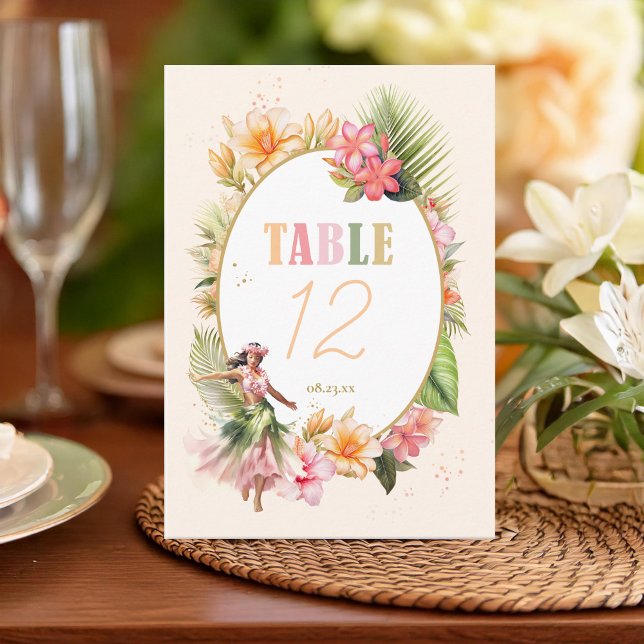 Convites Luau Sweet XVI Hula Table Number ID1092 (Criador carregado)