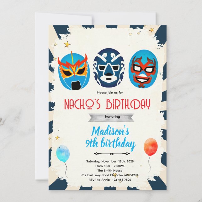 Convites Luchador birthday party invitation (Frente)