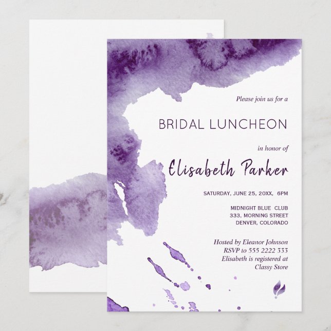 Convites Lúcio de índio ultra violeta de aquarela (Frente/Verso)