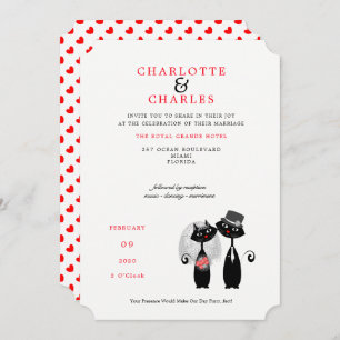 Convites Lucky Black Cats Bride   Groom Purrr.fect Wedding