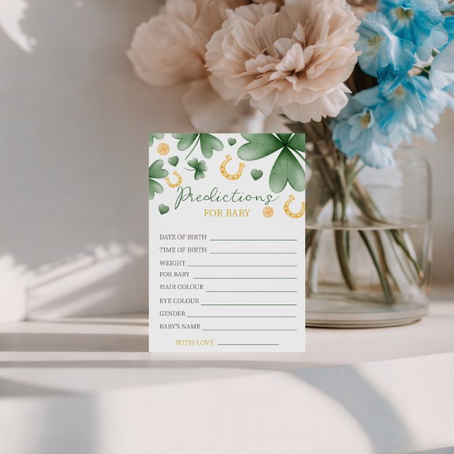 Convites Lucky Charm Baby Predictions Card (Criador carregado)