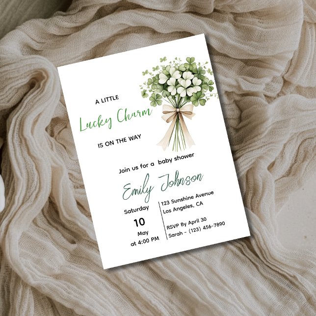 Convites Lucky Charm Baby Shower Invitation Shamrock Green (Criador carregado)