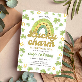Convites Lucky Charm Rainbow Shamrock Birthday  Invitation