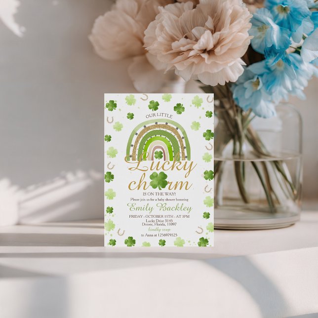 Convites Lucky Charm Shamrock Baby Shower Invite (Criador carregado)