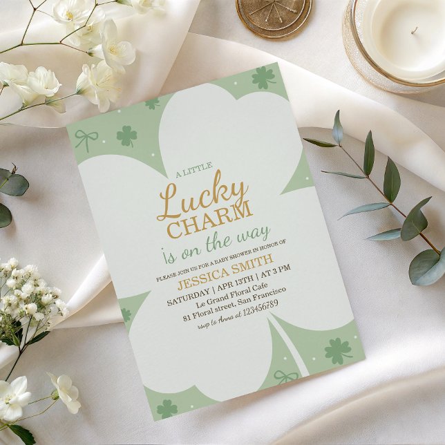 Convites Lucky Charm Shamrock Baby Shower Invite (Criador carregado)