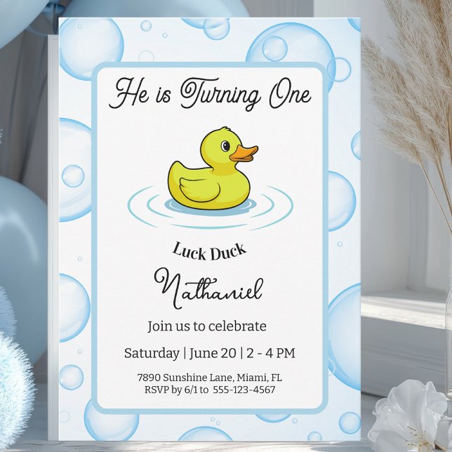Convites Lucky Duck Birthday Invitation Card for Kids (Criador carregado)
