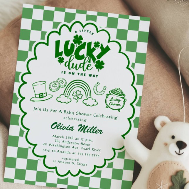 Convites Lucky Dude Baby Shower Invitation (Criador carregado)