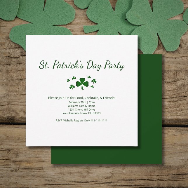 Convites Lucky Green ShamrocksSt. Patrick's Day Party  (Criador carregado)