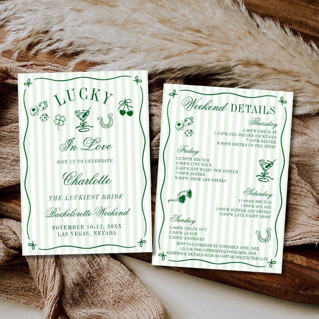 Convites Lucky In Love 4 Day Itinerary Bachelorette Party (Criador carregado)