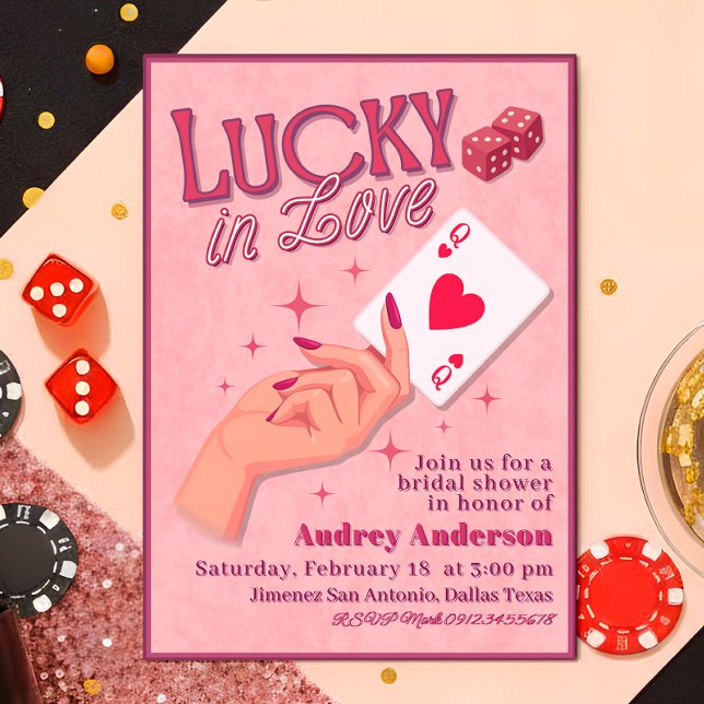 Convites Lucky in Love Bridal Shower  (Lucky in Love Digital Editable Bridal Shower Invitation)