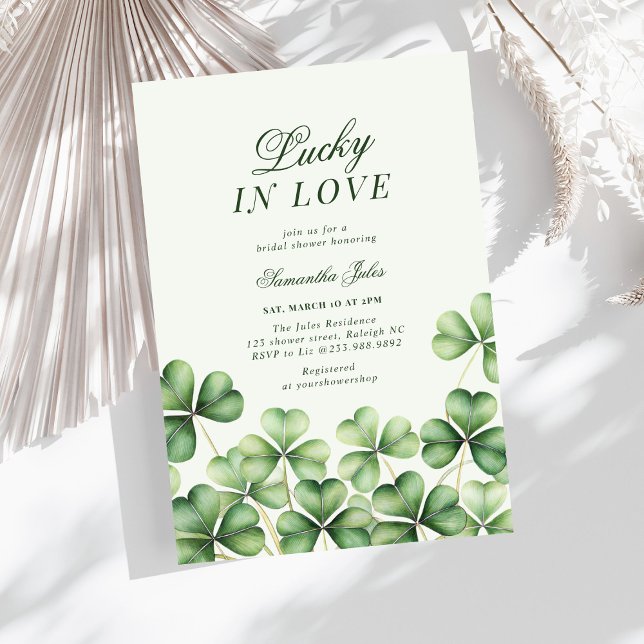 Convites Lucky in Love Bridal Shower Green Shamrock  (Criador carregado)