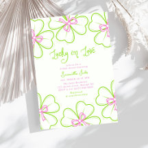 Lucky in Love Bridal Shower Pink Green Shamrock 