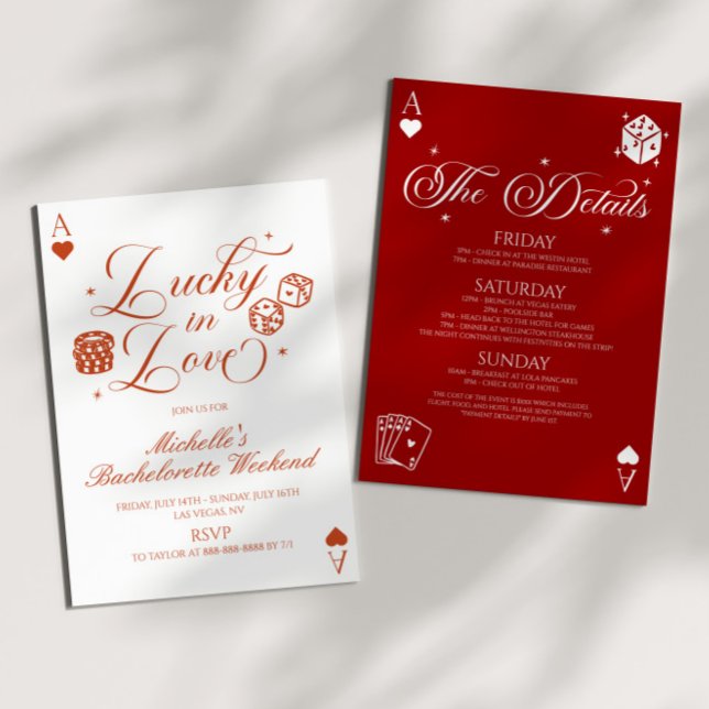 Convites Lucky In Love Casino Bachelorette Weekend Party (Criador carregado)