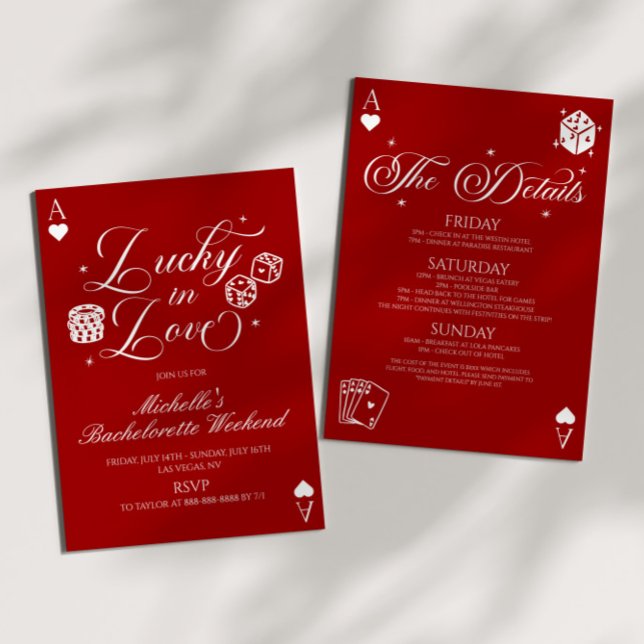 Convites Lucky In Love Casino Bachelorette Weekend Party (Criador carregado)