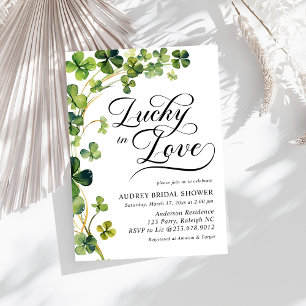 Convites Lucky in Love Chá de panela Green Shamrock