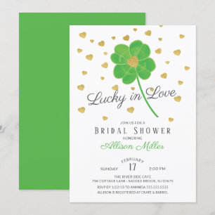 Convites Lucky in Love Clover Chá de panela