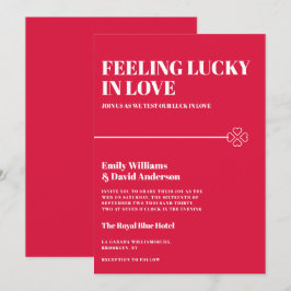 Convites Lucky in Love Crimson Red Minimal Weding