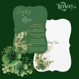 Convites Lucky in Love Dourado Shimmer Shamrock Chá de pane