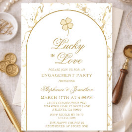 Convites Lucky in Love Gold Shamrock Engagement Party