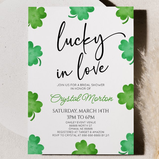 Convites Lucky In Love Green Shamrock Fecha Chá de panela (Criador carregado)