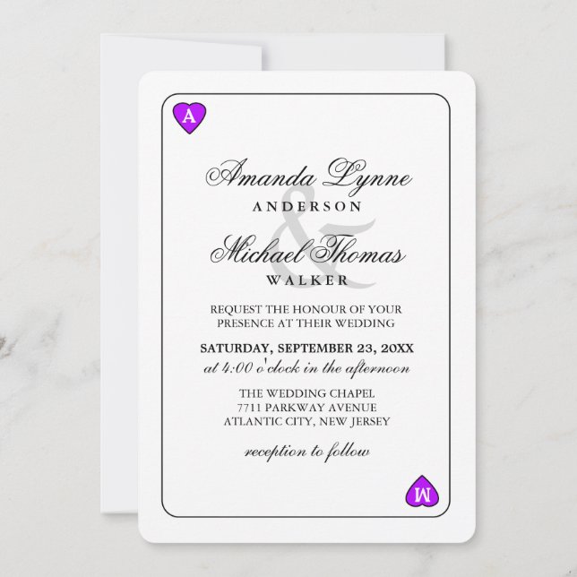 Convites Lucky in Love - Hearts Playing Card Wed Invitation (Verso)