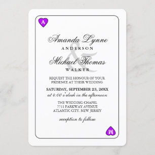 Convites Lucky in Love - Hearts Playing Card Wed Invitation