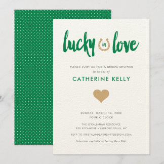 Convites Lucky in Love Irish Horserraded Chá de panela Gree