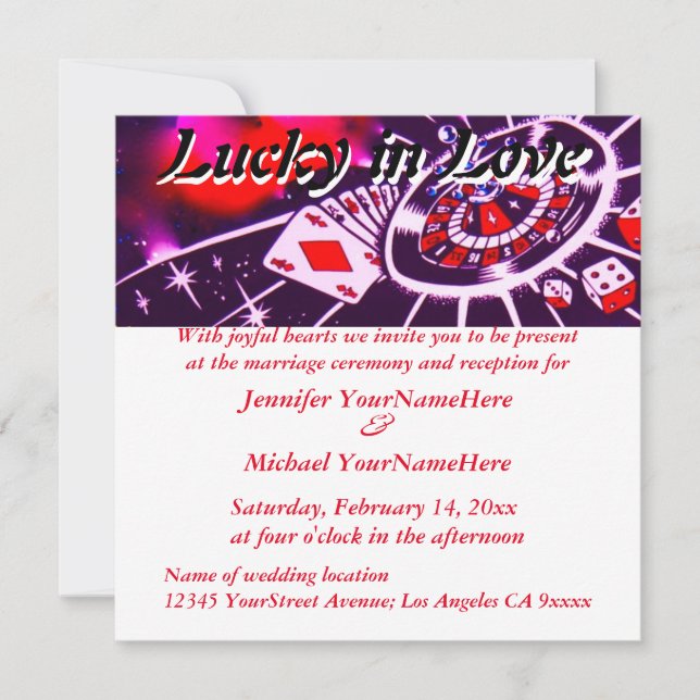 Convites Lucky in Love Las Vegas Weding (Frente)