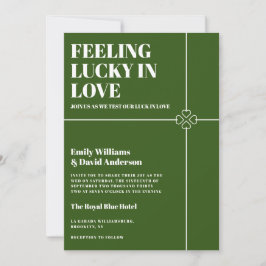Convites Lucky in Love Modern Green Weding