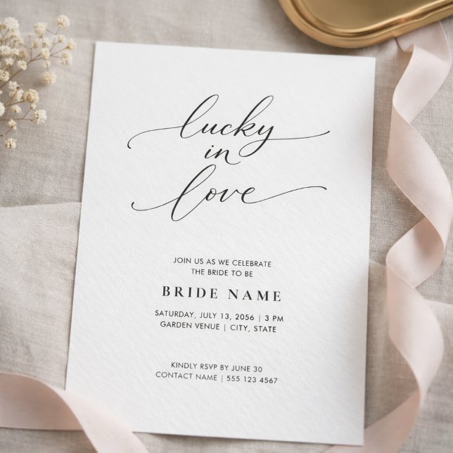 Convites Lucky in Love | Modern Minimalist Bridal Shower (Criador carregado)