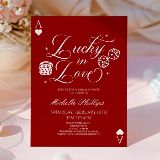 Convites Lucky In Love Playing Card Casino Bridal Shower (Criador carregado)